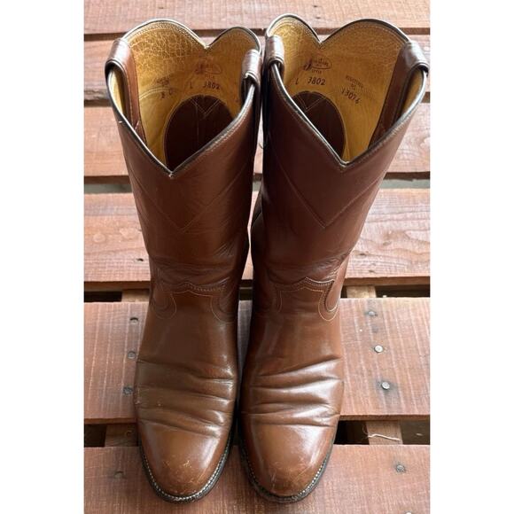 Justin Style L 3802 Mens Western Cowboy Boots Brown Leather Size 8C main image 9
